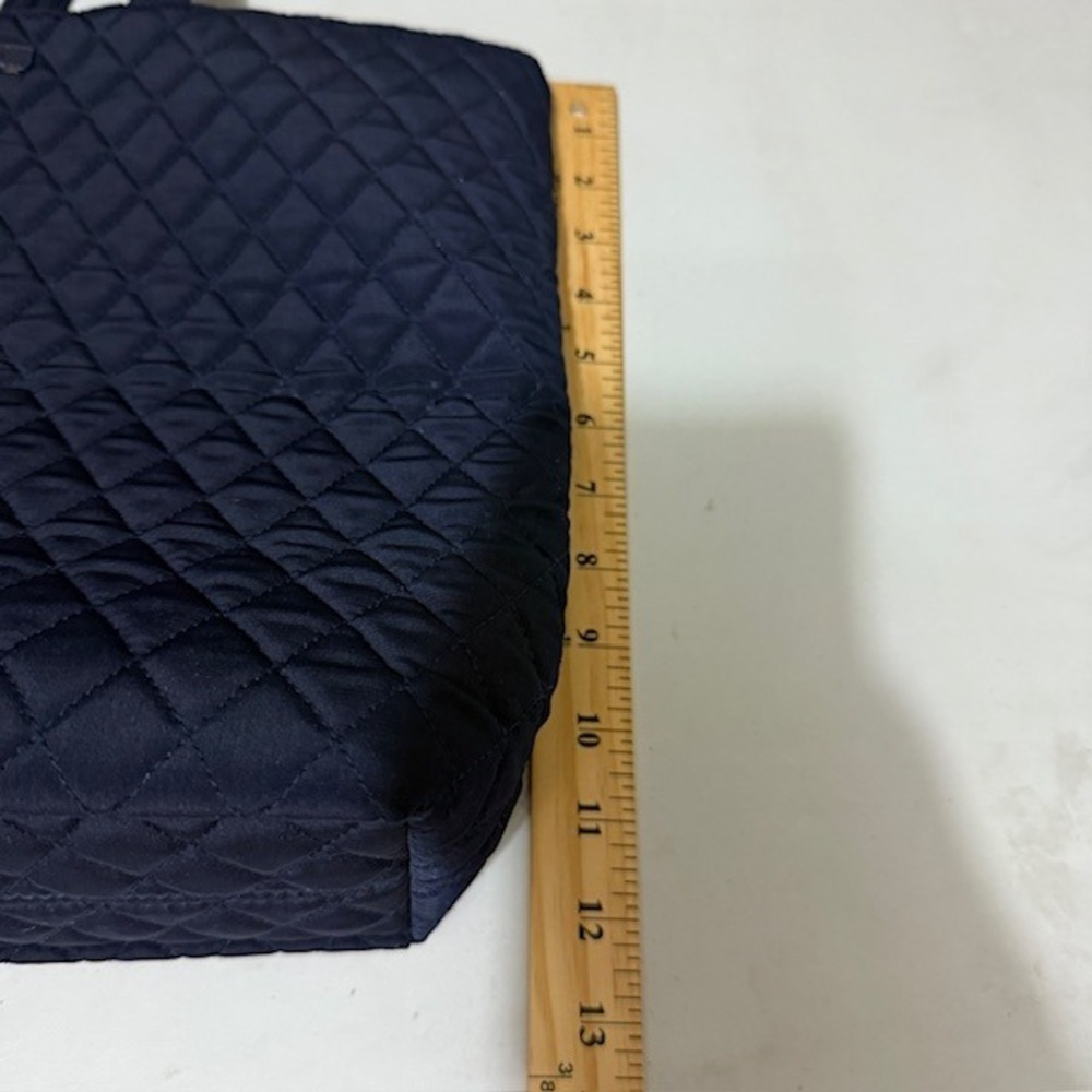 Vera Bradley Navy Blue Quilted Tote Bag Floral Interior Shoulder Bag - Picture 5 of 7